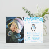 ペンギンウィンターボーイ誕生日写真 招待状 (スタンド正面)