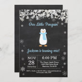 ペンギンウィンターボーイ誕生日招待状 招待状 (正面/裏面)