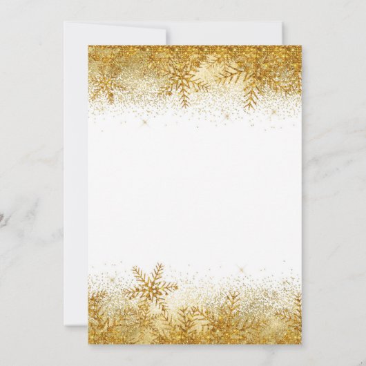 ペンギンウィンター金ゴールドスノーフレーク誕生日招待状 招待状 (裏面)