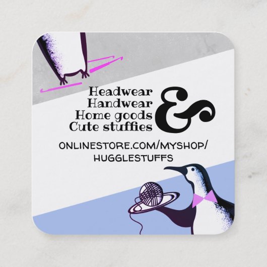 ペンギンウェイタークロシェ針糸の名刺 スクエア名刺 (裏面)