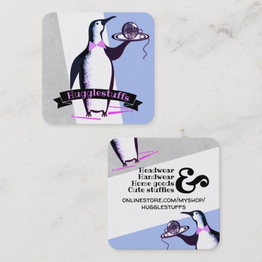 ペンギンウェイタークロシェ針糸の名刺 スクエア名刺 (正面/裏面)