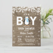 ペンギンウ素朴ィンターボーイベビーシャワー招待状 招待状 (スタンド正面)