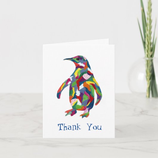 ペンギンオリジナル水彩ことわざ「そクールう」 サンキューカード (正面)