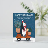 ペンギンオンスクーターかわいいクリスマスカスタム シーズンポストカード (スタンド正面)