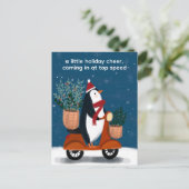 ペンギンオンスクーターかわいいクリスマスカスタム シーズンポストカード (スタンド正面)