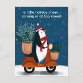 ペンギンオンスクーターかわいいクリスマスカスタム シーズンポストカード (正面)
