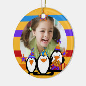 ペンギンカスタマイズフォト誕生日キープサケ セラミックオーナメント (左)
