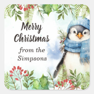 ペンギンカスタムという名前のメリークリスマス スクエアシール
