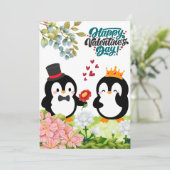 ペンギンカップルのロマンチックな招待 招待状 (スタンド正面)