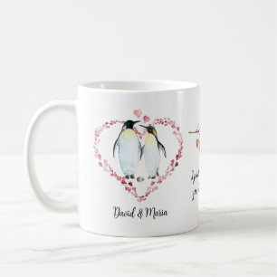 ペンギンカップルラブハートリース コーヒーマグカップ