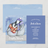 ペンギンカップル シャワーパーティー招待状 招待状 (正面/裏面)