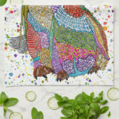 ペンギンカラフルとベビーのヒックのキッチンタオル キッチンタオル (折り畳み)