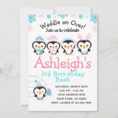 ペンギンガール誕生日招待状 招待状 (正面)