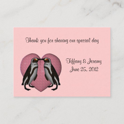 ペンギンキスをするズ結婚テーブル プレイスカード (裏面)