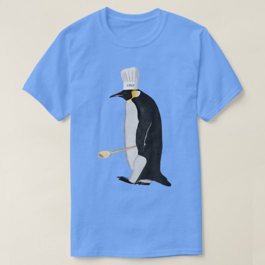 ペンギンキッチンシェフハット料理おもしろいバード Tシャツ (デザイン正面)