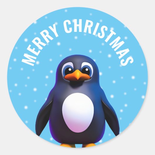 ペンギンクラシック丸ステッカー ラウンドシール (正面)