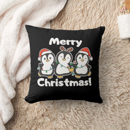 ペンギンクリスマスの動物かわいいペンギン クッション (ブランケット)