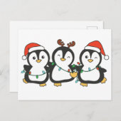 ペンギンクリスマスの動物かわいいペンギン シーズンポストカード (正面/裏面)