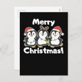 ペンギンクリスマスの動物かわいいペンギン シーズンポストカード (正面/裏面)