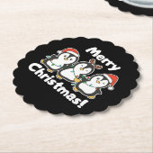 ペンギンクリスマスの動物かわいいペンギン ペーパーコースター (アングル)
