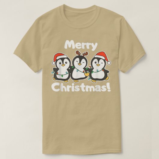 ペンギンクリスマスの動物かわいいペンギン Tシャツ (デザイン正面)