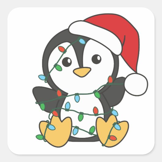 ペンギンクリスマスウィンターアニマルズホリデーペンギン スクエアシール (正面)