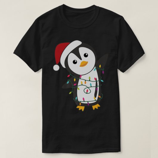 ペンギンクリスマスサンタクロース妖精ライトペング Tシャツ (デザイン正面)
