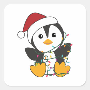 ペンギンクリスマススノーウィンターアニマルズペンギンズアドゥ スクエアシール