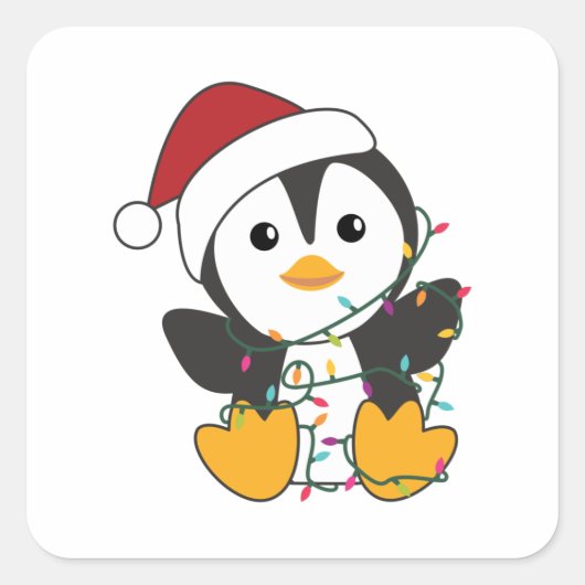 ペンギンクリスマススノーウィンターアニマルズペンギンズアドゥ スクエアシール (正面)