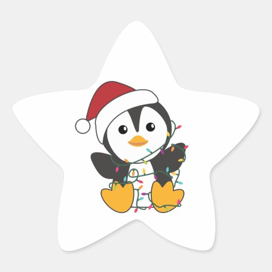 ペンギンクリスマススノーウィンターアニマルズペンギンズアドゥ 星シール (正面)