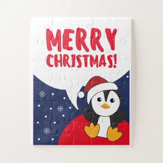 ペンギンクリスマススノーウィンターアニマルペンギン ジグソーパズル (縦)