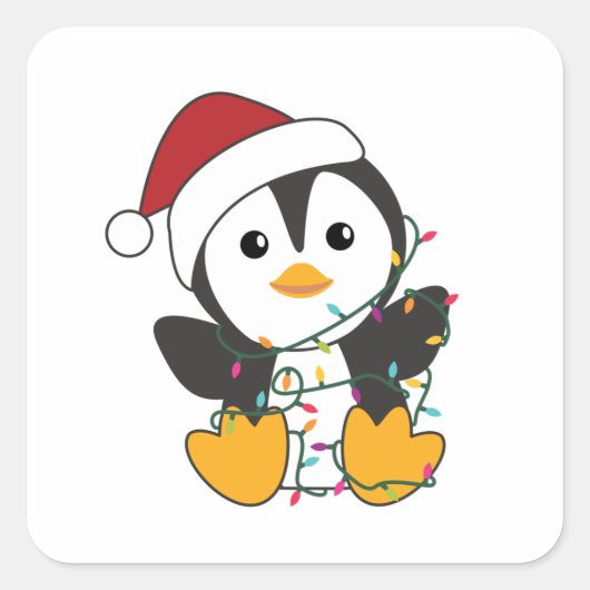 ペンギンクリスマススノーウィンターアニマルペンギン スクエアシール (正面)