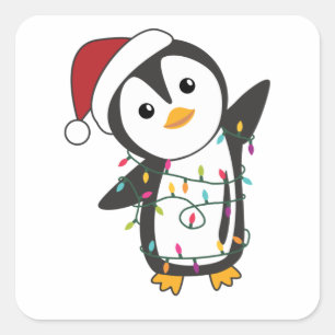 ペンギンクリスマススノーウィンターアニマルペンギン スクエアシール