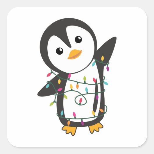 ペンギンクリスマススノーウィンターアニマルペンギン スクエアシール (正面)