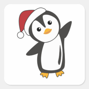 ペンギンクリスマススノーウィンターアニマルペンギン スクエアシール