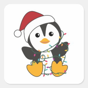 ペンギンクリスマススノーウィンターアニマルペンギン スクエアシール