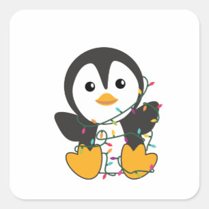 ペンギンクリスマススノーウィンターアニマルペンギン スクエアシール