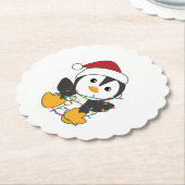 ペンギンクリスマススノーウィンターアニマルペンギン ペーパーコースター (アングル)