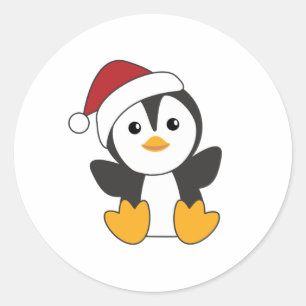 ペンギンクリスマススノーウィンターアニマルペンギン ラウンドシール