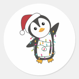 ペンギンクリスマススノーウィンターアニマルペンギン ラウンドシール