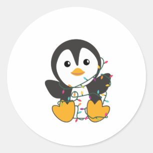 ペンギンクリスマススノーウィンターアニマルペンギン ラウンドシール