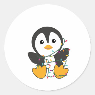ペンギンクリスマススノーウィンターアニマルペンギン ラウンドシール