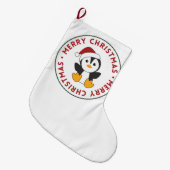 ペンギンクリスマススノーウィンターアニマルペンギン ラージクリスマスストッキング (正面 (吊り時))