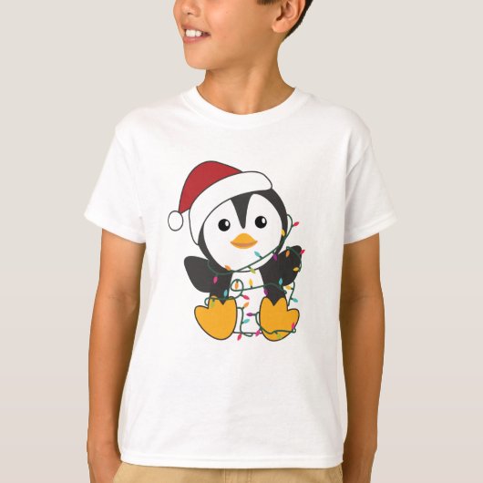 ペンギンクリスマススノーウィンターアニマルペンギン Tシャツ (正面)