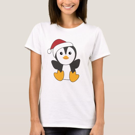 ペンギンクリスマススノーウィンターアニマルペンギン Tシャツ (正面)
