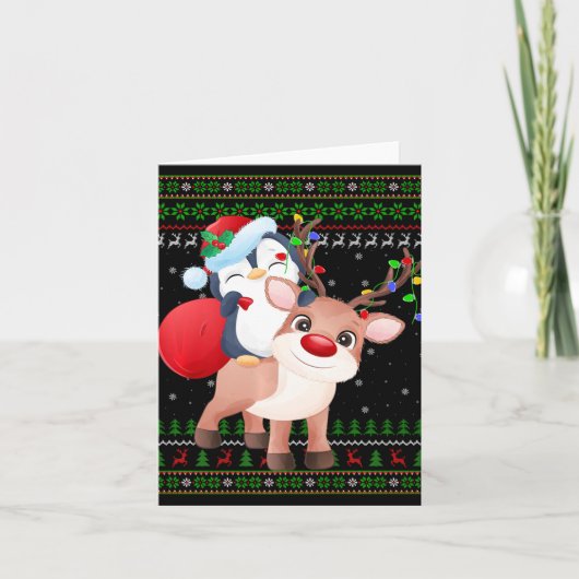 ペンギンクリスマスセータースタイル醜いサンタペンギンChri カード (正面)