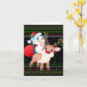 ペンギンクリスマスセータースタイル醜いサンタペンギンChri カード (黄色い花)