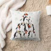 ペンギンクリスマスツリーおもしろいホリデーマンガ クッション (ブランケット)