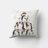 ペンギンクリスマスツリーおもしろいホリデーマンガ クッション (裏面)