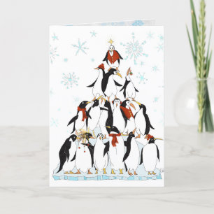 ペンギンクリスマスツリーおもしろいホリデーマンガ シーズンカード
